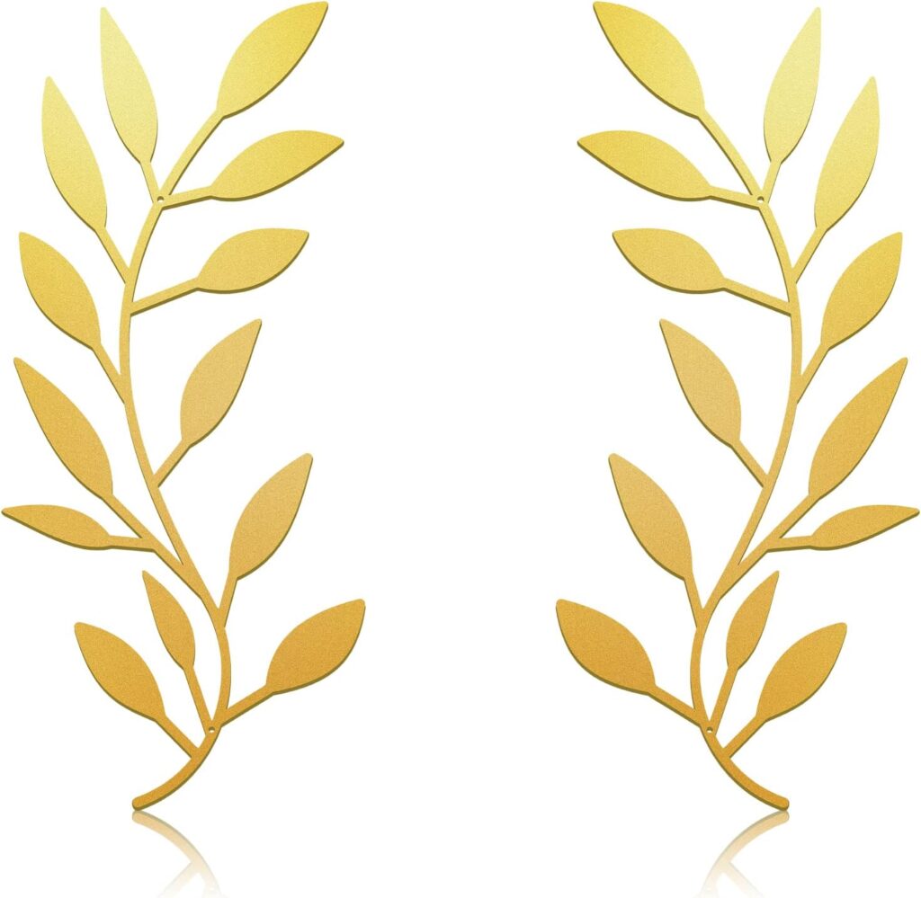 2 Pieces Metal Tree Leaf Wall Decor Vine Olive Branch Leaf Wall Art Wrought Iron Scroll Above The Bed, Living Room, Outdoor Decoration (Retro White)