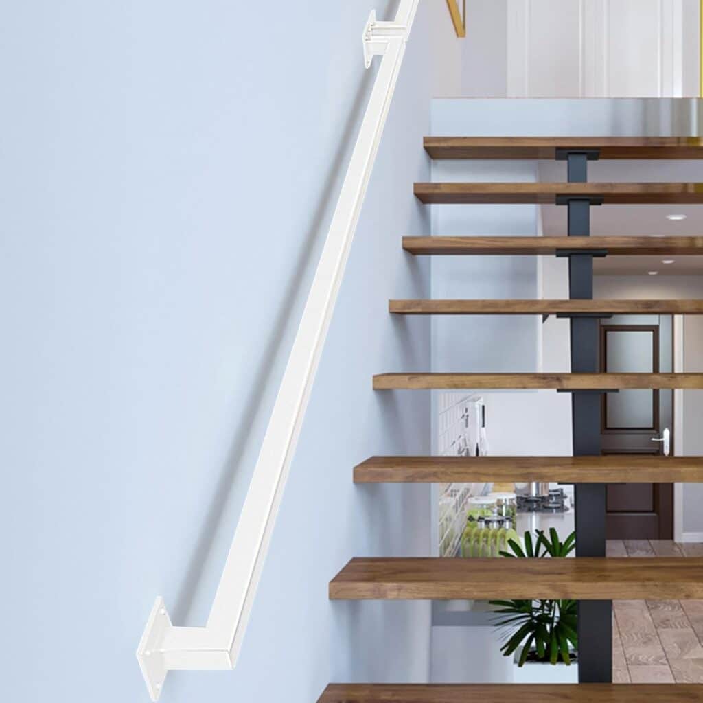 3FT Black Industrial Iron Hand Railing, Wall Support Handle for Indoor Stairs  Outdoor Decks, Non-Slip  Rust-Resistant