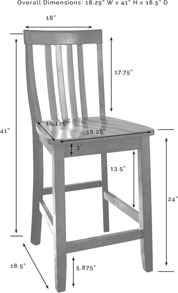 Crosley Furniture School House Wood Slat Back Counter Height Bar Stools Set of 2, Black, 24-inch