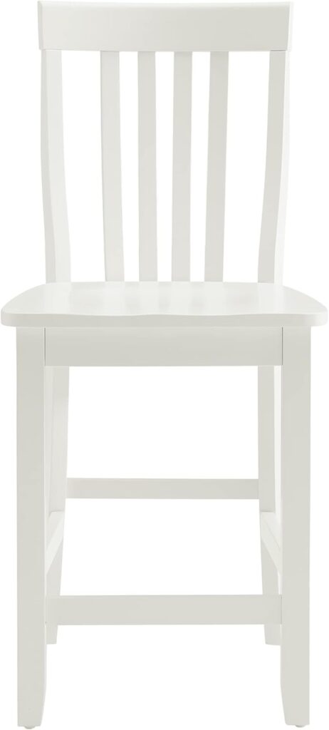 Crosley Furniture School House Wood Slat Back Counter Height Bar Stools Set of 2, Black, 24-inch