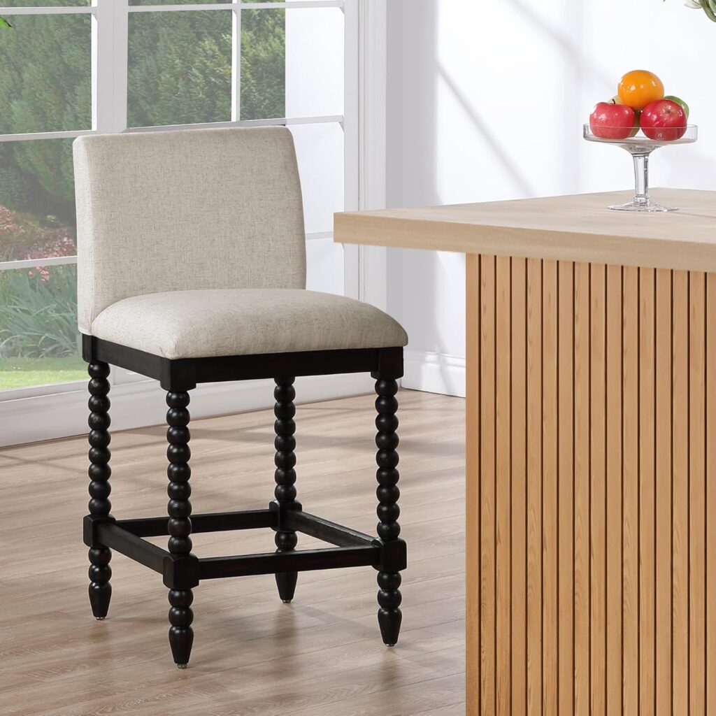 DUHOME Spindle Counter Stool with Padded Spring Seat,Wooden Bar Stools Farmhouse 26 Inch Counter Height Stools Chairs with Spindle Back for Kitchen Island