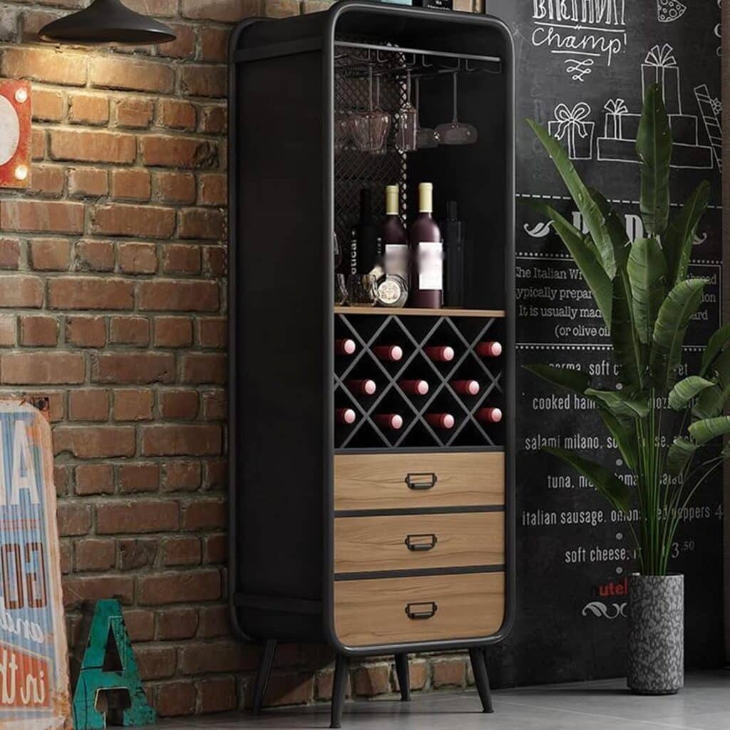Freestanding Wine Racks  Cabinets Multifunctional Wine Bar Cabinet Freestanding Wine Bakers Sideboard Vintage Wine Cabinet Wrought Iron Restaurant Small Lockers wine storage cube ( Size : 76cm )