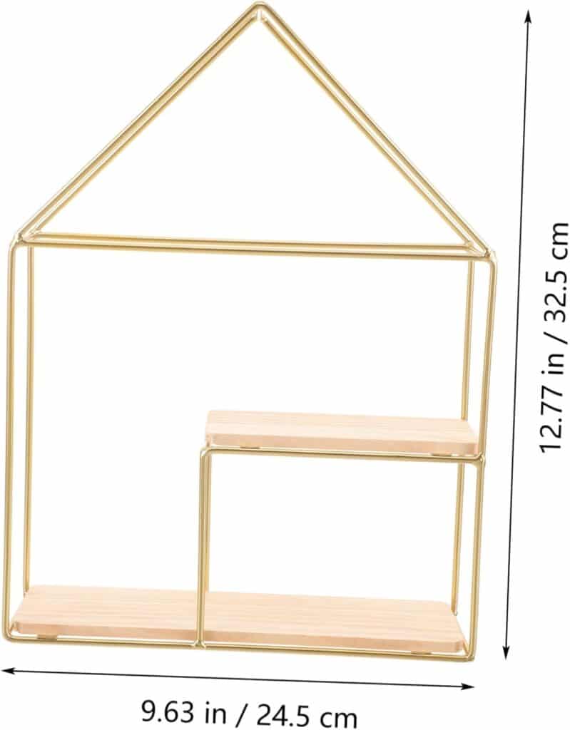 Garneck Stylish Metal Wall Floating Shelf Decorative Display Shelves in Gold for Home Organization