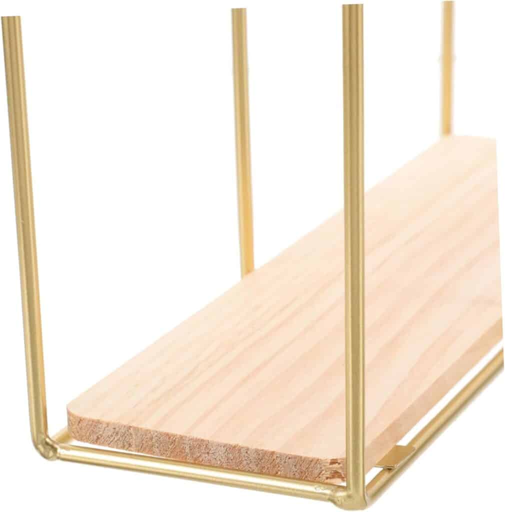 Garneck Stylish Metal Wall Floating Shelf Decorative Display Shelves in Gold for Home Organization