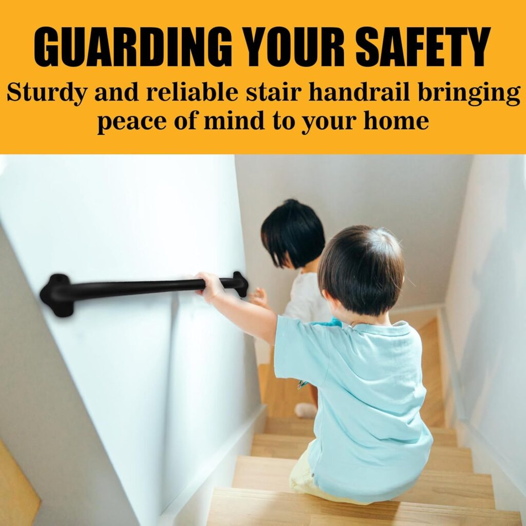 NAZOU Staircase Handrails - 2ft Metal Hand Rails for Steps, Ideal Exterior Handrail and Stair Bannister Railing, Stair Rails for Indoor, Stairway Railing Bar Foot Rail, Sturdy Hand Rail for Safety