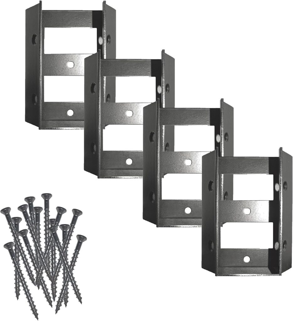 Nuvo Iron SDRC Stair/Deck 4 Pack with Screws Rail Connector, Black, for Standard 2x4 Rail