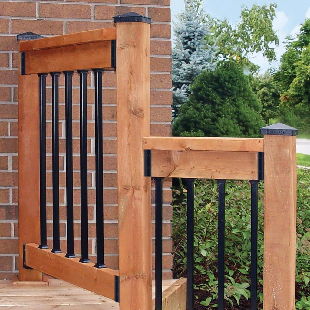 Nuvo Iron SDRC Stair/Deck 4 Pack with Screws Rail Connector, Black, for Standard 2x4 Rail