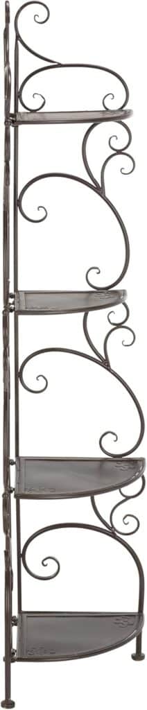 SAFAVIEH Outdoor Collection Turuca Rustic Brown Wrought Iron 4-Tier Corner Shelf (Fully Assembled)