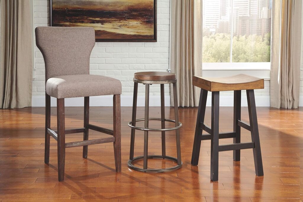 Signature Design by Ashley Glosco Modern Farmhouse 25 Counter Height Barstool, 2 Count, Black