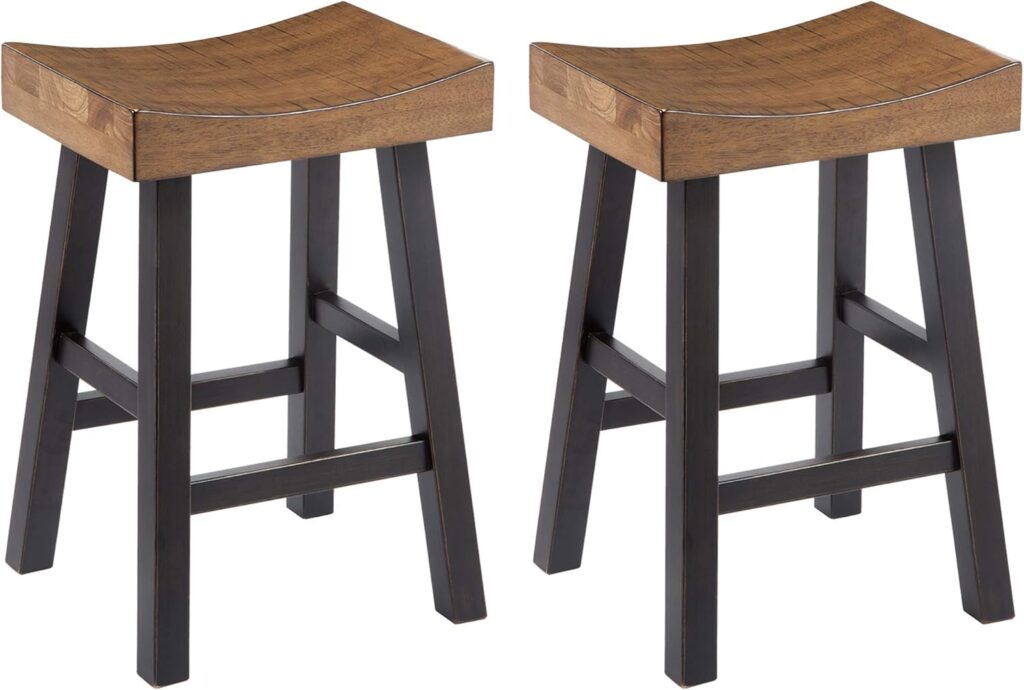 Signature Design by Ashley Glosco Modern Farmhouse 25 Counter Height Barstool, 2 Count, Black