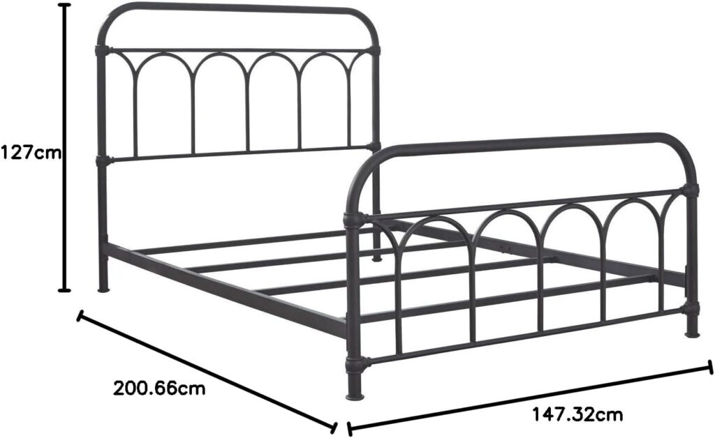 Signature Design by Ashley Nashburg Farmhouse Industrial Queen Metal Bed with Powdercoated Finish, Matte Black