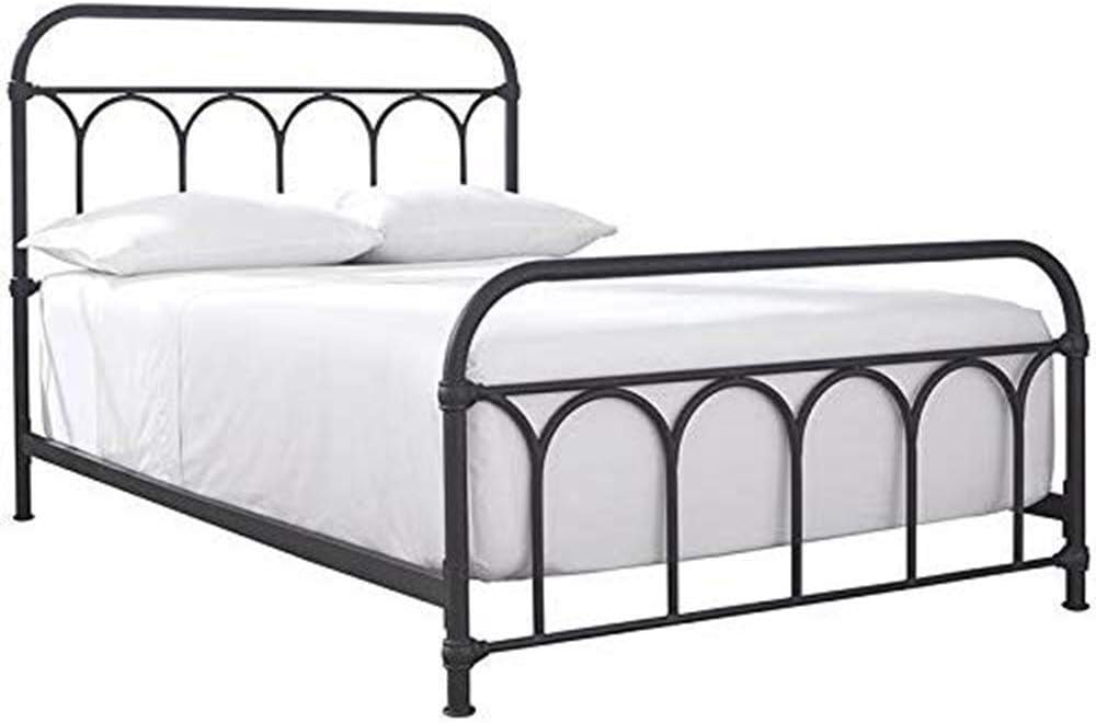 Signature Design by Ashley Nashburg Farmhouse Industrial Queen Metal Bed with Powdercoated Finish, Matte Black