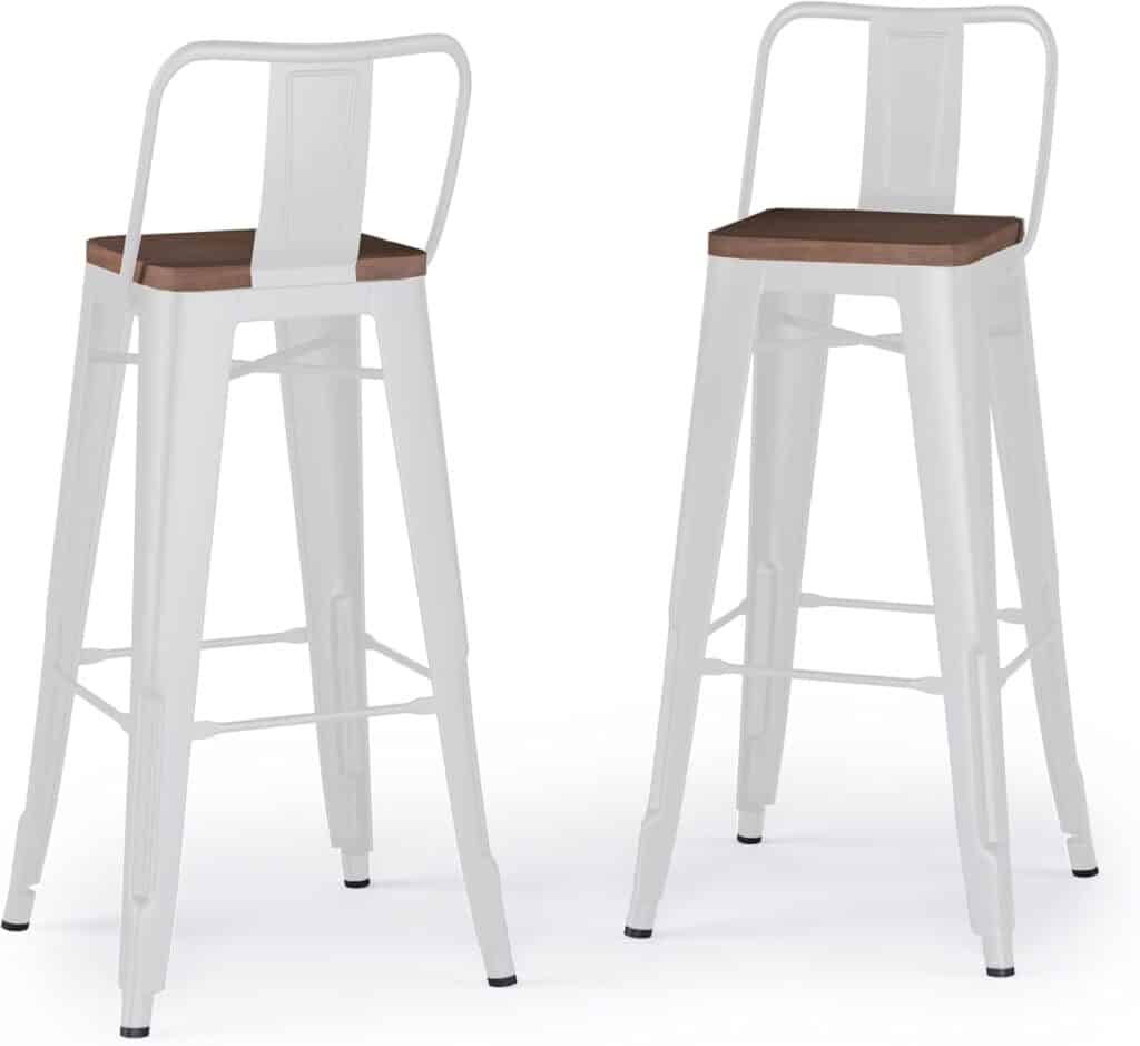 SIMPLIHOME Rayne Industrial Metal 30 inch Bar Stool (Set of 2) in Black for the Dining Room and Kitchen