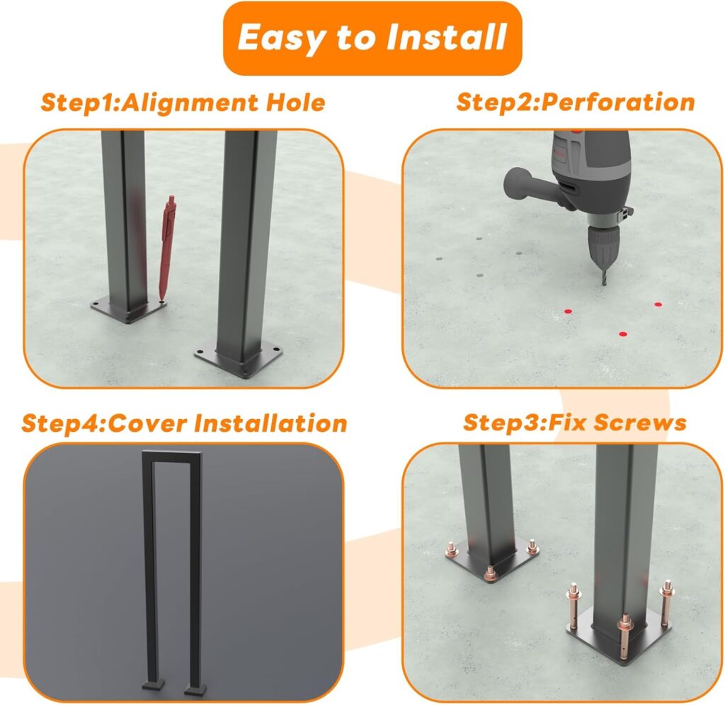 U-Shaped Staircase Handrails for Outdoor  Indoor Steps, Industrial Hand Rail Floor Mounted, Non-Slip Wrought Iron Step Railing for Porch, Loft, Corridor, Garden (Height: 29.5in/75cm)