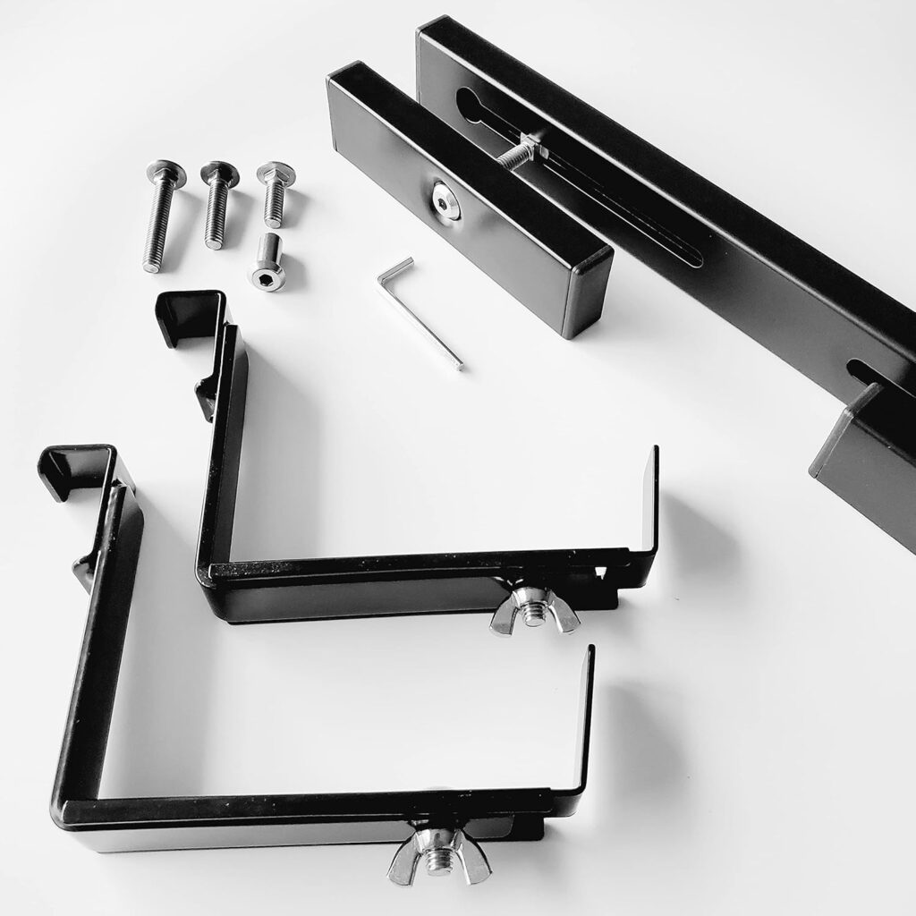 Universal Adjustable Deck Railing Planter Box Holder with Non Marring Mounting Hardware Holds a 16 to 24 Rectangular Planter Box