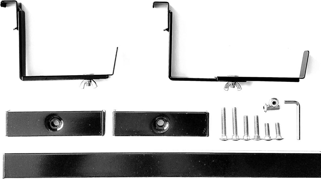 Universal Adjustable Deck Railing Planter Box Holder with Non Marring Mounting Hardware Holds a 16 to 24 Rectangular Planter Box