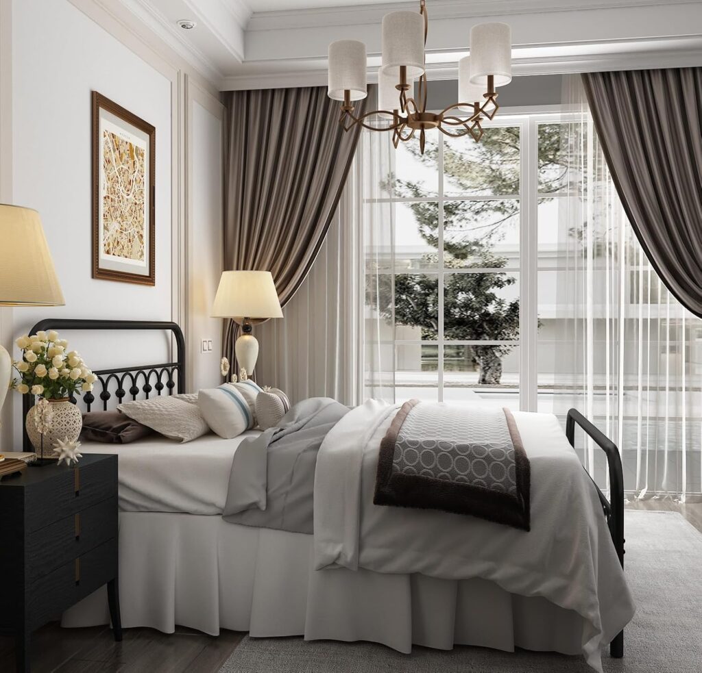 Vintage Sturdy Metal Bed Frame Queen Size with Vintage Headboard and Footboard Platform Base Bed Frame No Box Spring Needed Steel Bed (Black, Queen)