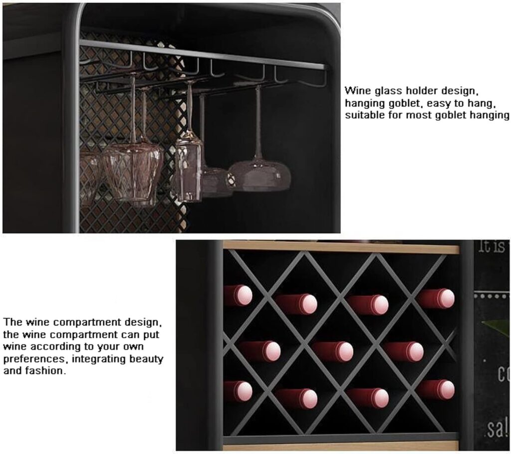 Wine Cabinet Multifunctional Wine Bar Cabinet Freestanding Wine Bakers Sideboard Vintage Wine Cabinet Wrought Iron Restaurant Small Lockers Wine Rack