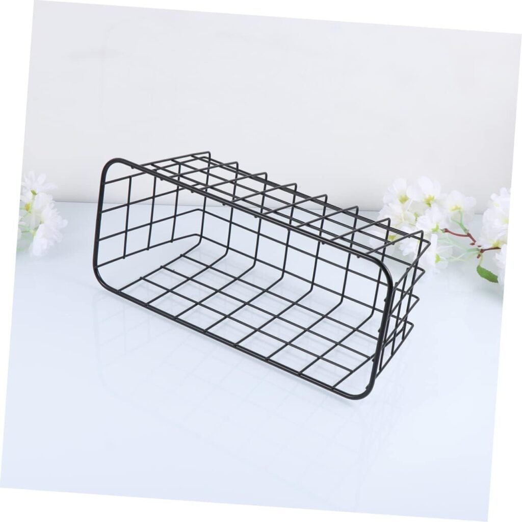 Wrought Iron Storage Rack Black Door Baskets Organizer Hooks Kitchen Bathroom Hanging Storage Basket