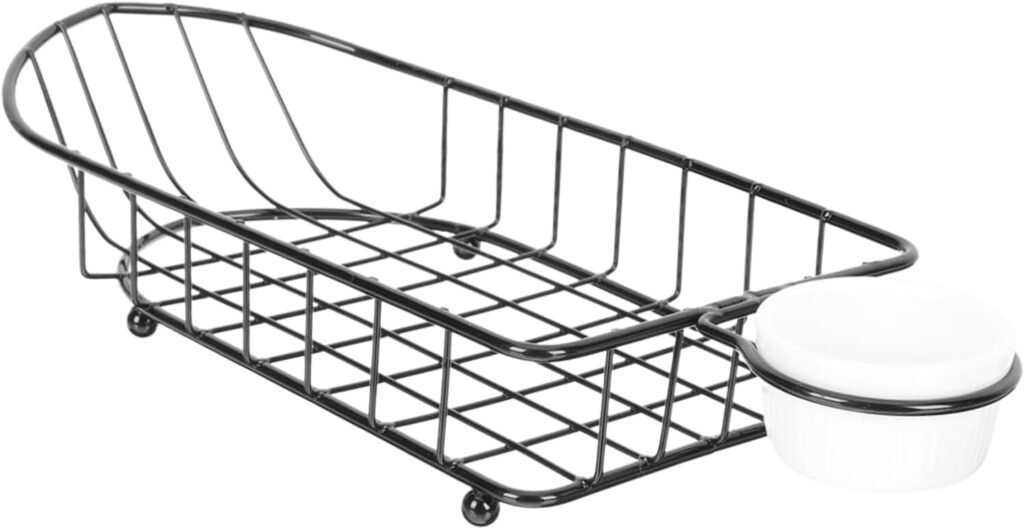 Zerodeko 1 Set Iron French Fries Holder Snack Basket Food Container French Fry Container Restaurant Tableware