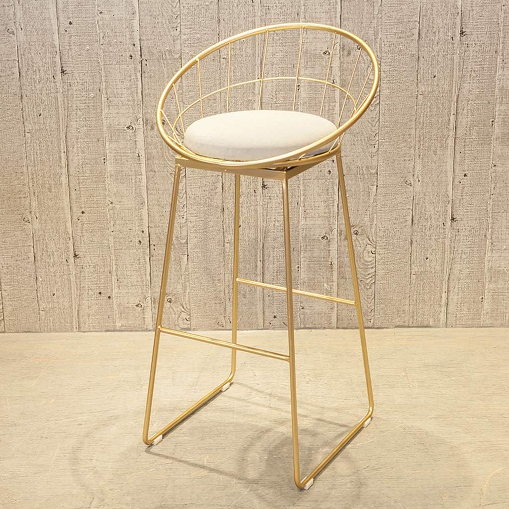 Bar Stools, Golden Wrought Iron Bar Stools, Comfortable and Breathable Flannel, Suitable for Counters, Porch Restaurants, High Stools (26/30 Inches)