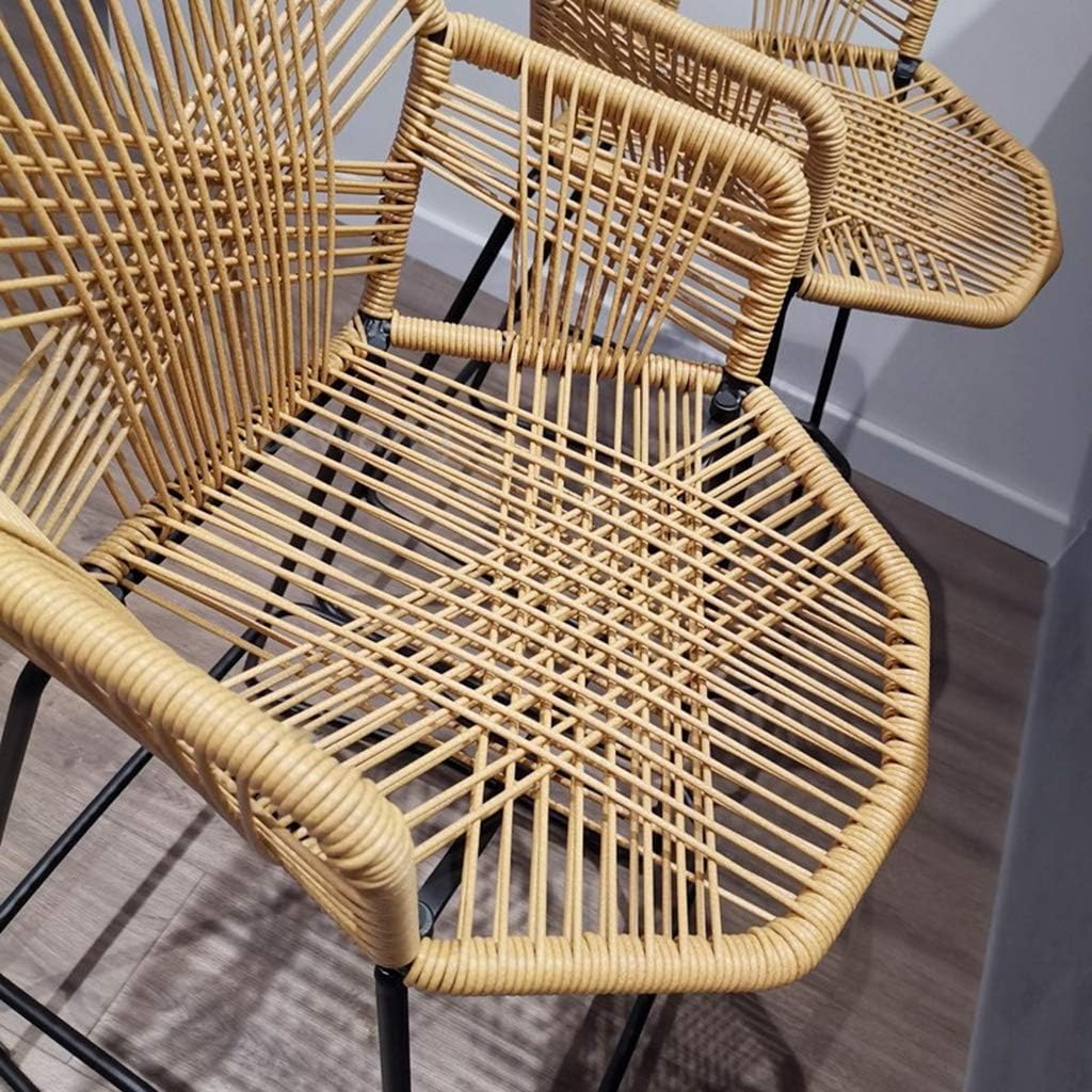 Barstools Wrought Iron Bar Stool Minimalist Home Backrest Nordic Rattan Wicker Dining Chair High Stool Restaurant Cafe Stool Bar Stool,Seat Height 25.6/29.5 for Bistro Pub Café Island Kitchen