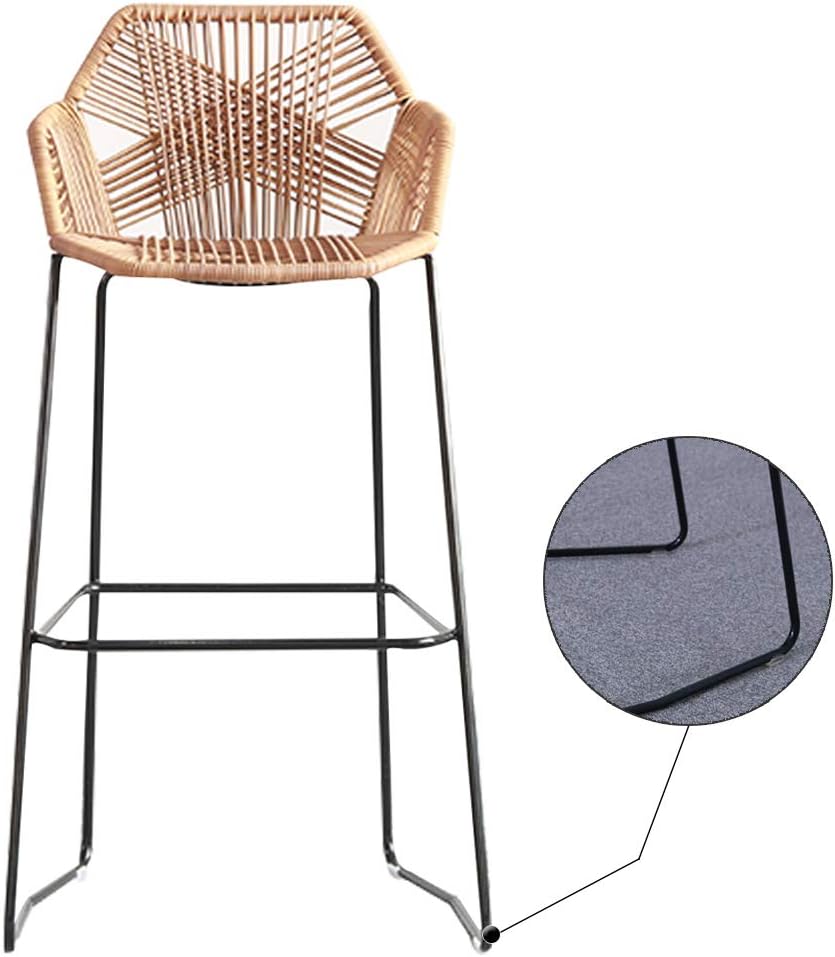 Barstools Wrought Iron Bar Stool Minimalist Home Backrest Nordic Rattan Wicker Dining Chair High Stool Restaurant Cafe Stool Bar Stool,Seat Height 25.6/29.5 for Bistro Pub Café Island Kitchen