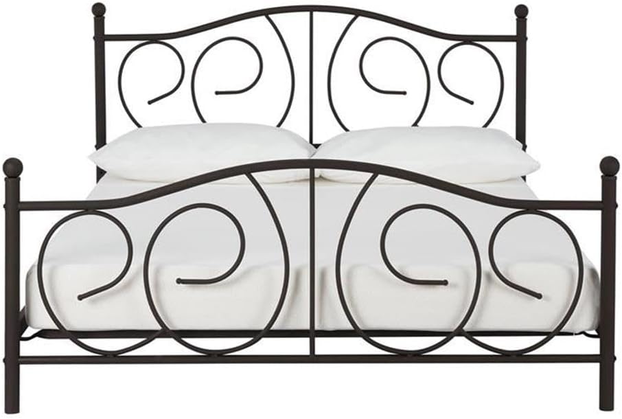 DHP Victoria Metal Platform Bed with Decorative Accent Headboard and Footboard, Adjustable Base Height for Underbed Storage, No Box Spring Needed, Queen, Bronze