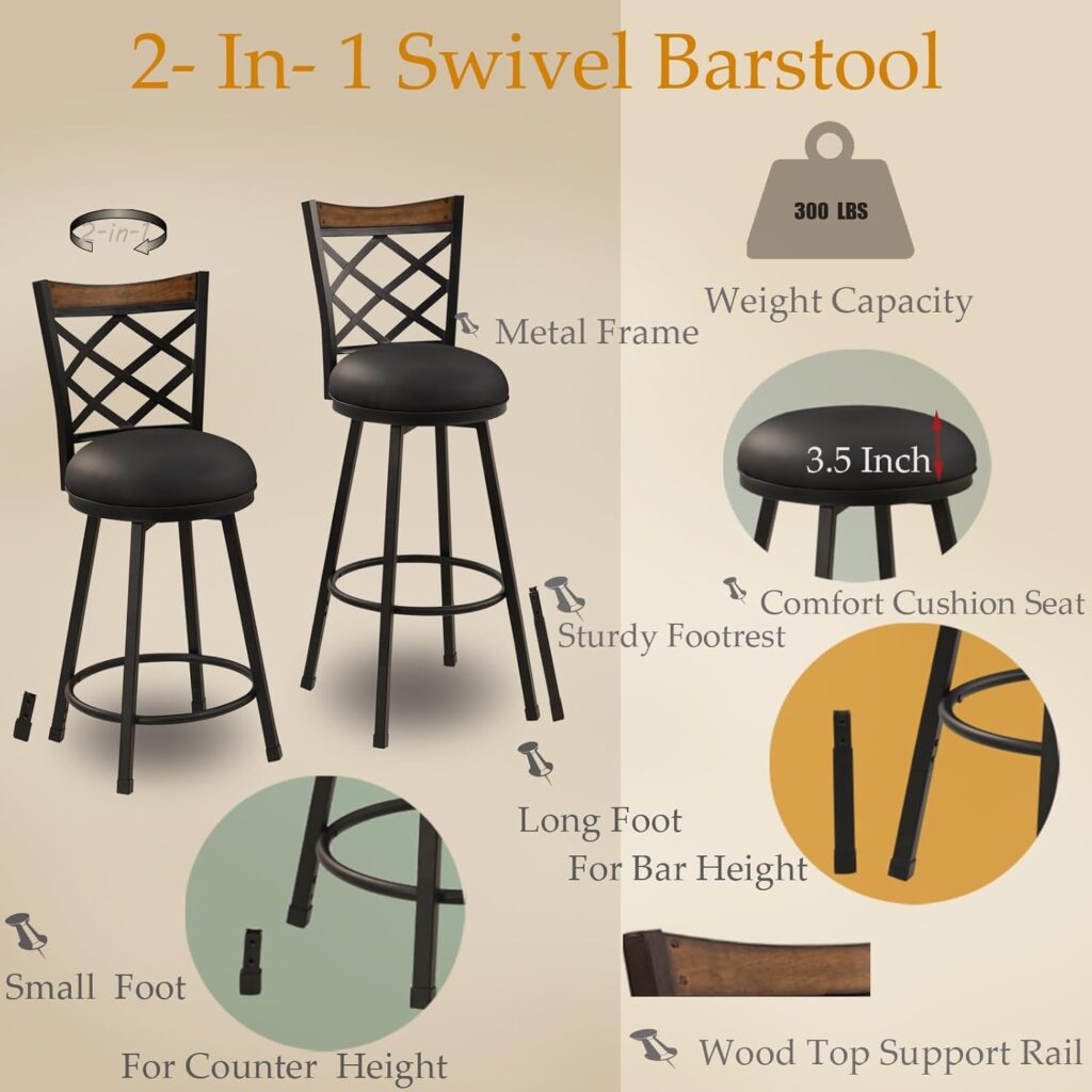Swivel Bar Chair Set of 2 Review