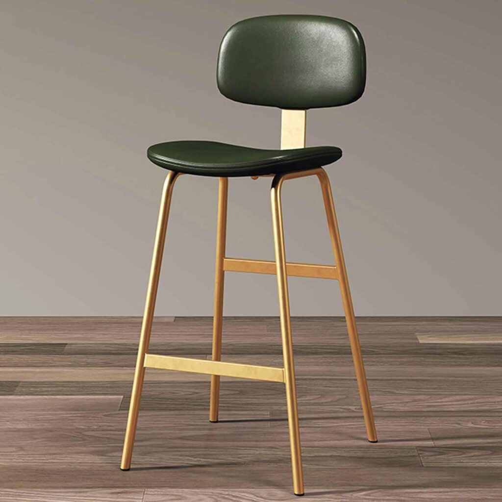 Backrest High Stool Wrought Iron Stool Simple Modern Home Stool Chair High Chair(Yellow+Black,65cm)