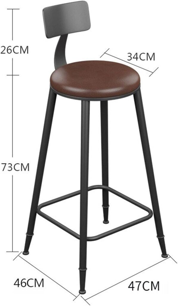 Bar Stools Bars Chair Wrought Iron Bar Stool Nordic Backrest Bar Stool Modern Fashion Home Restaurant Kitchen Coffee Shop Decorative Chair Modern Bar Stools Dining Chairs(A)