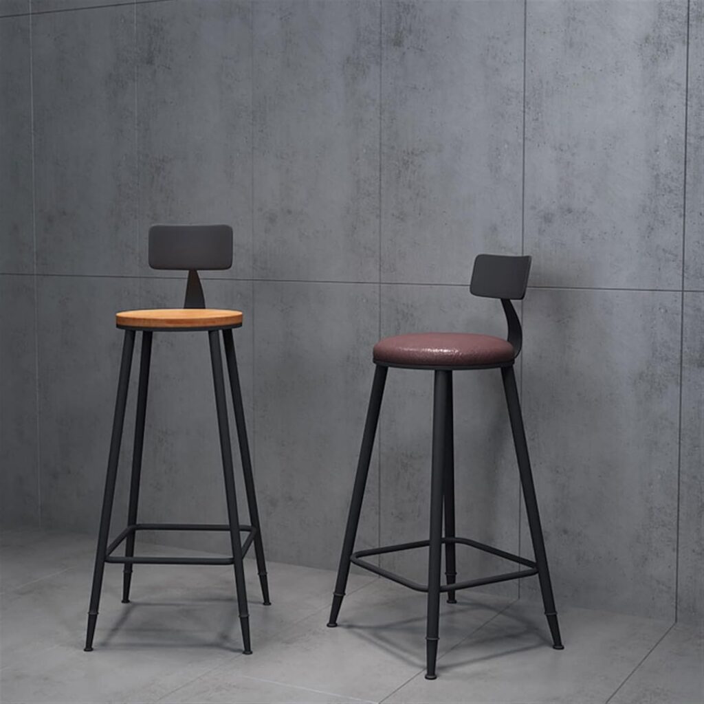 Bar Stools Bars Chair Wrought Iron Bar Stool Nordic Backrest Bar Stool Modern Fashion Home Restaurant Kitchen Coffee Shop Decorative Chair Modern Bar Stools Dining Chairs(A)