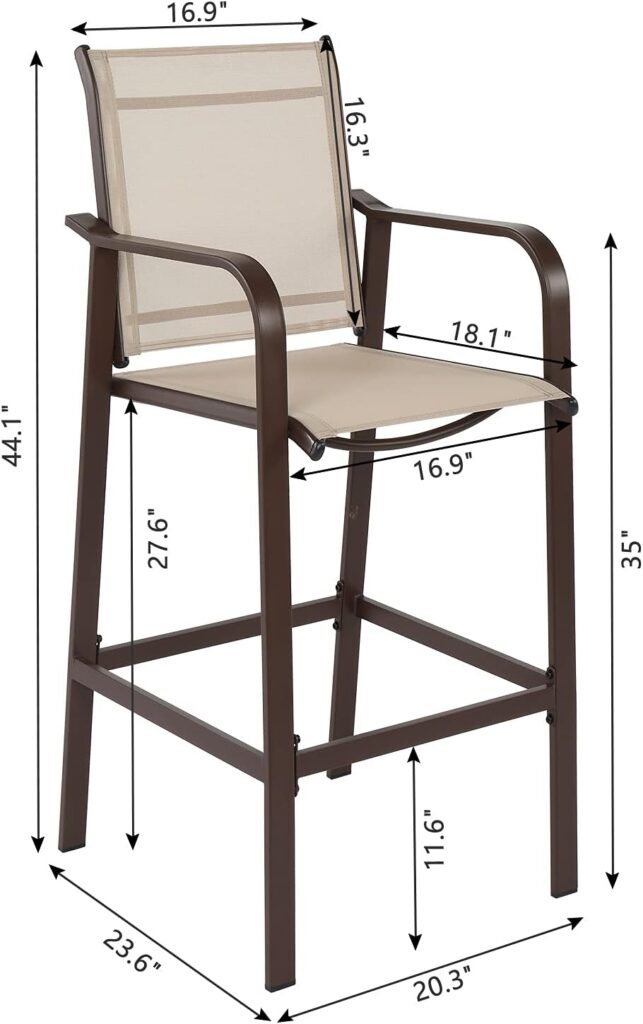 Bar Stools Set of 2, Bar Height Barstools, Counter Stools Bar Chairs, Wrought Iron Outdoor Bar Chairs 20.28 x 23.62 x 44.09 Outdoor Bar Chair - for Patio, Home Bar, or Deck, Counter-Height Bar,