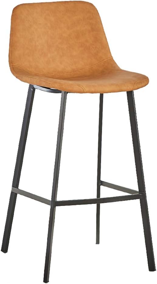 Black Wrought Iron Bar Stool, Modern Commercial High Chair, Counter Height 24/26/30in, PU Leather Cushion, Bar, Dining Room, Cafe, Hotel, Kitchen Chair