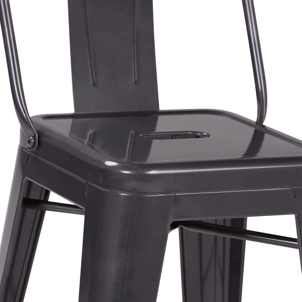 SIMPLIHOME Rayne Industrial Metal 30 inch Bar Stool (Set of 2) in Grey for the Dining Room and Kitchen