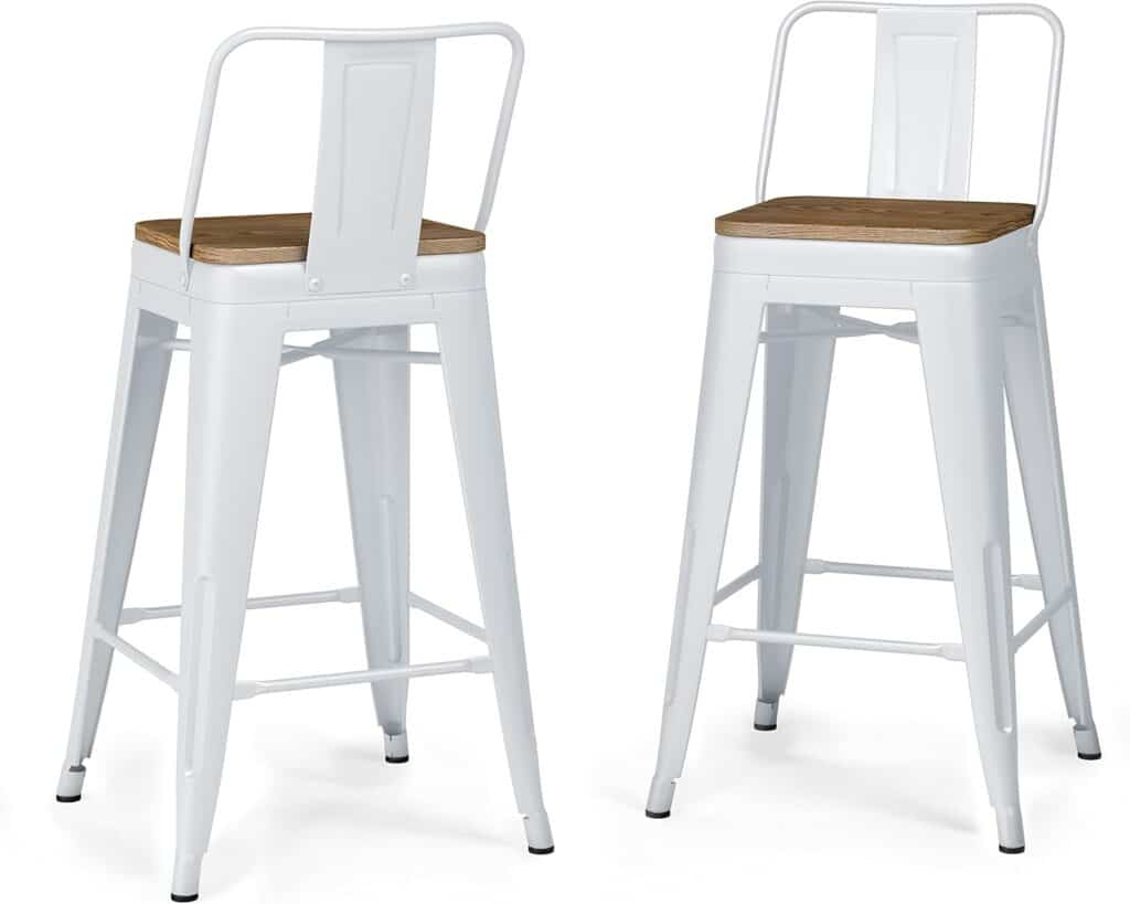 SIMPLIHOME Rayne Industrial Metal 30 inch Bar Stool (Set of 2) in Grey for the Dining Room and Kitchen