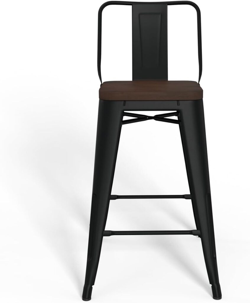 SIMPLIHOME Rayne Industrial Metal 30 inch Bar Stool (Set of 2) in Grey for the Dining Room and Kitchen