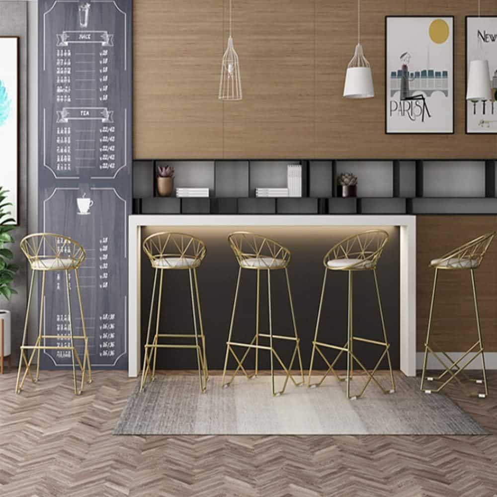 Taburete Wrought Iron Bar Stool w/Back 24/26/30in Modern Counter Height Barstool PU Leather Cushion Breakfast High Chair for Kitchen Bar Dining Room Cafe Hotel Counter Silla