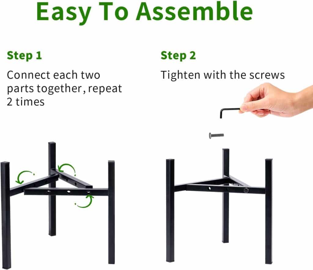 Airpark Plant Stand Indoor Adjustable, Metal Modern Plant Stands, Heavy Duty Stable Plant Pot Flower Holder Indoor Outdoor Corner, Fit 8 9 10 11 12 inch Pots, Black (Pot  Plant Not Included)