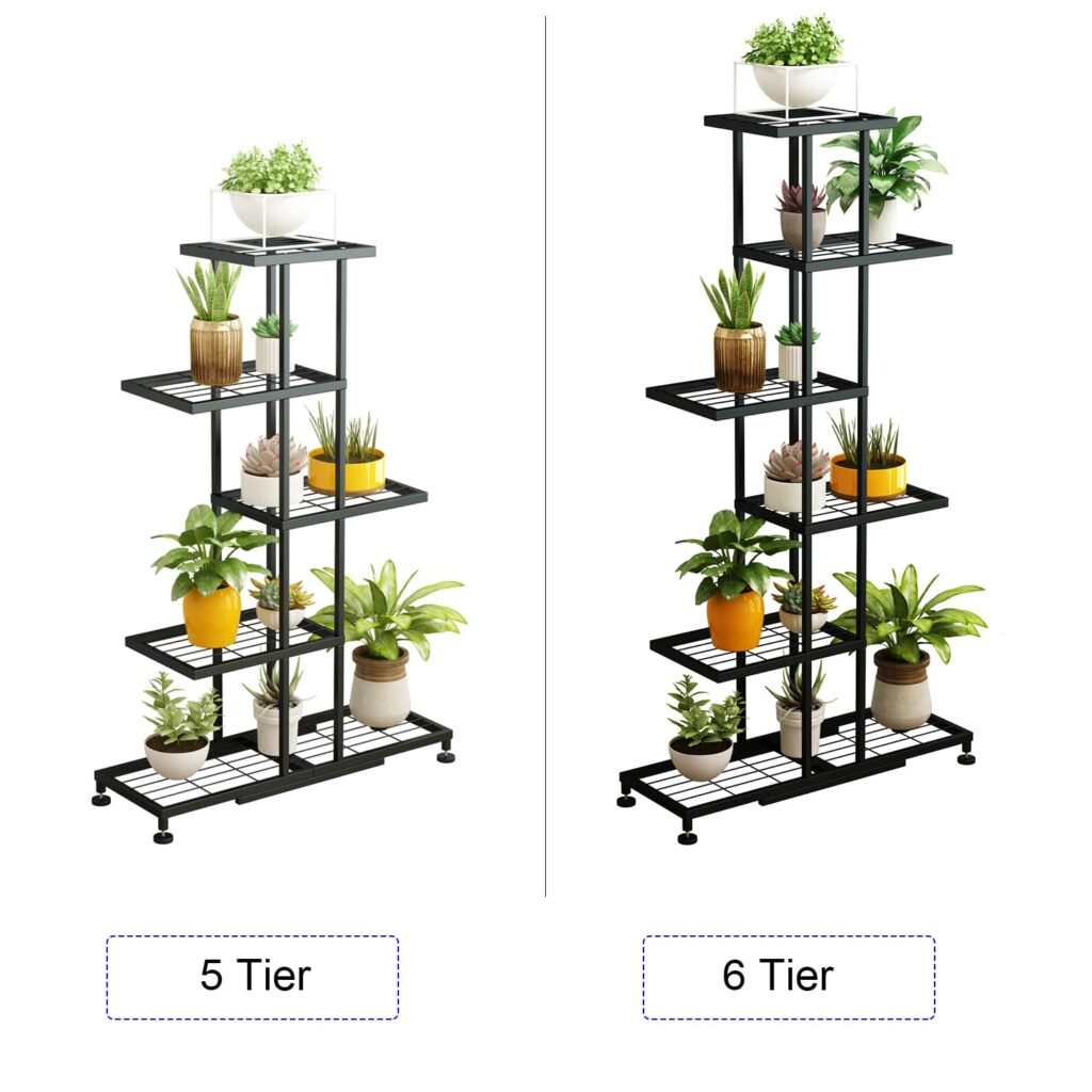 Twhep 5-Tier Iron Plant Stand - Modern Multi-Functional Shelf for Balcony  Garden