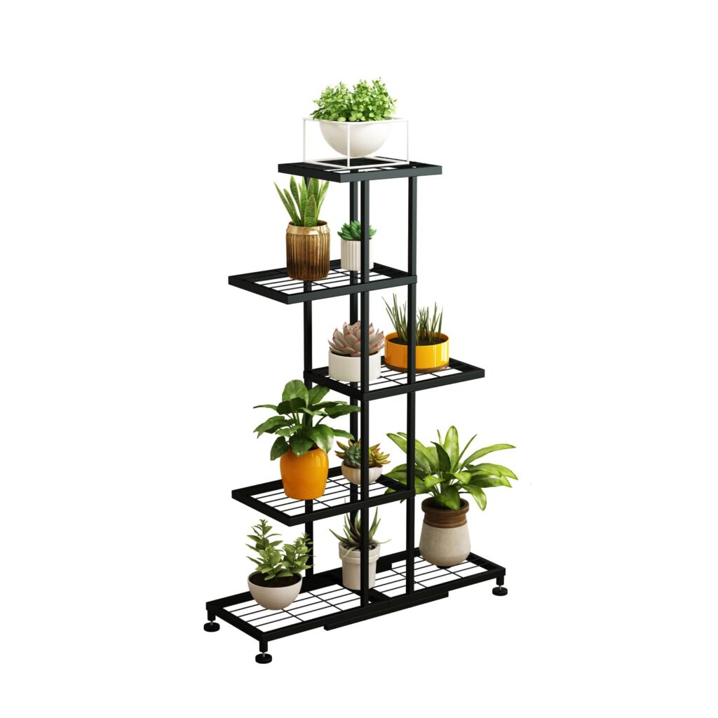 Twhep 5-Tier Iron Plant Stand - Modern Multi-Functional Shelf for Balcony  Garden