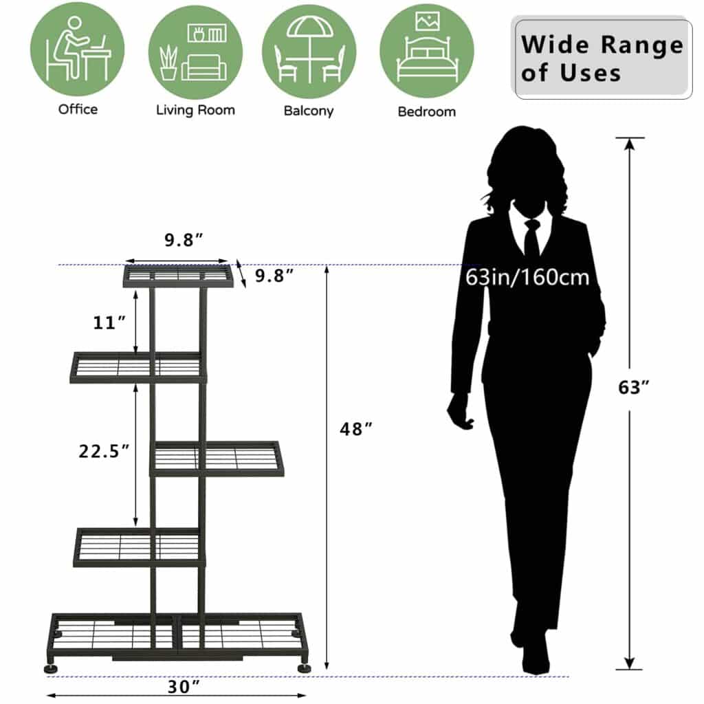 Twhep 5-Tier Iron Plant Stand - Modern Multi-Functional Shelf for Balcony  Garden