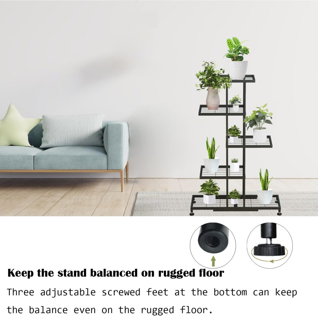 Twhep 5-Tier Iron Plant Stand - Modern Multi-Functional Shelf for Balcony  Garden