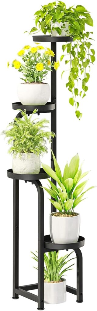 Bamworld Tall Plant Stand Indoor Outdoor, Corner Metal Flower Pot Stands for Multiple Plants, 4 Tier Heavy Duty Plant Shelf for Patio Garden Balcony Living Room Bedroom(Patent Design)