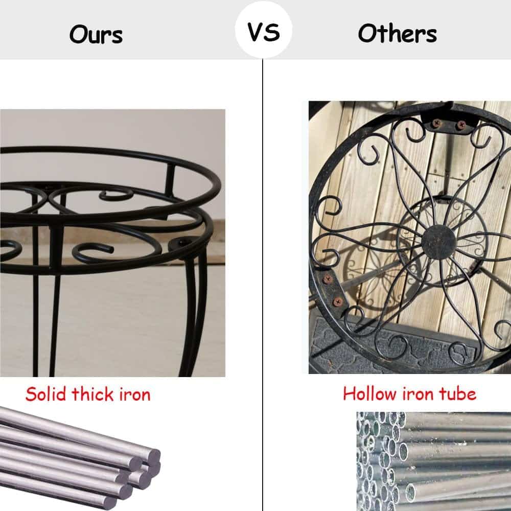 Tall Metal Plant Stand for Indoor or Outdoor use,2 Tier Heavy Duty Flower Pot Stand Rack 11.8 inches Diameter Holds Big Heavy Plants,Black (28.4 INCHES)